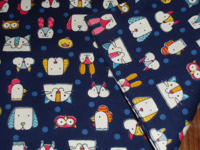 No77 裏付ランチョンマット ハンドメイド 25x35 アニマルフェイス 紺拍卖