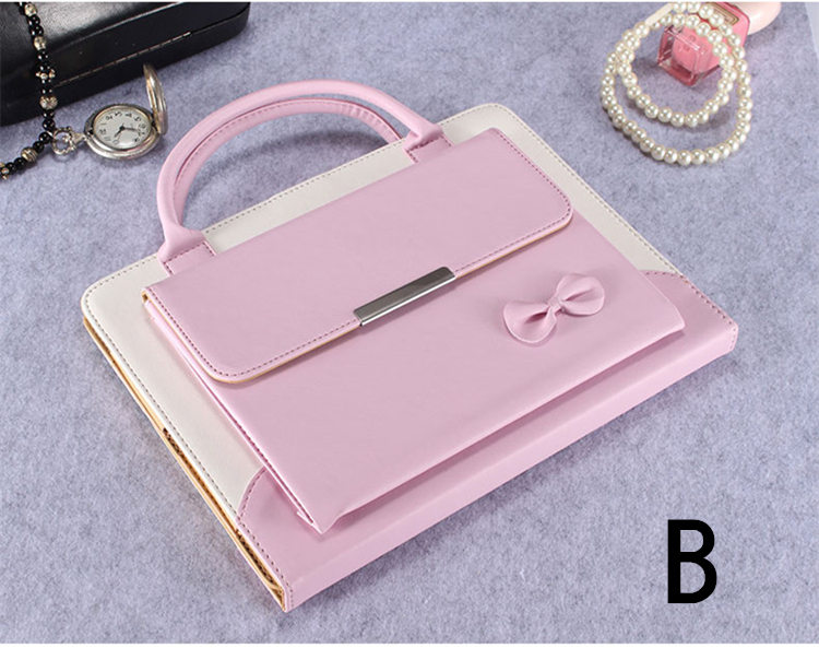 iPad Pro 10.5 ケース 手帳型 収納 カバン 手提げケース 段階調整可能 かわいいリボン B拍卖