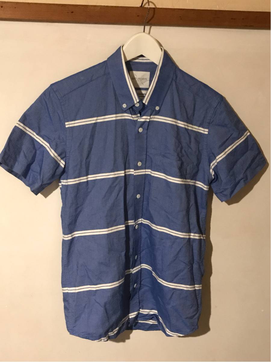 美品★Saturdays SURF NYC サタデーズサーフ 半袖シャツ ブルー S拍卖