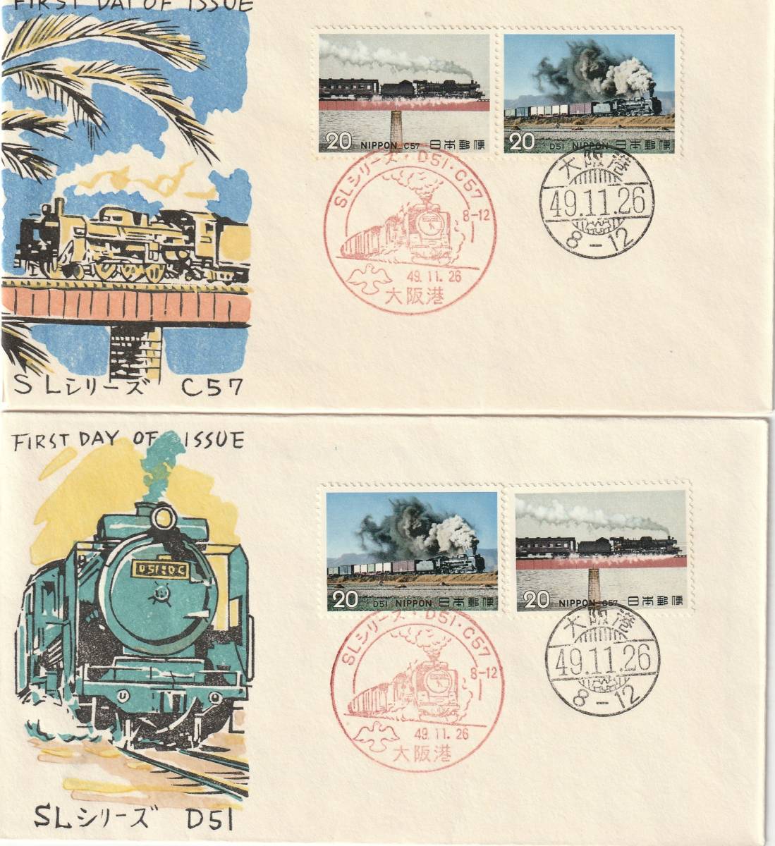 FDC 1974年 SLシリーズ 第1集  20円2貼2消し  松屋拍卖
