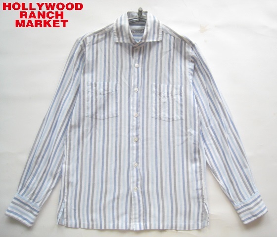 高級!!San Francisco H.R.MARKET ハリラン*ストライプ柄シャツ 38 実寸M ハリウッドランチマーケット拍卖