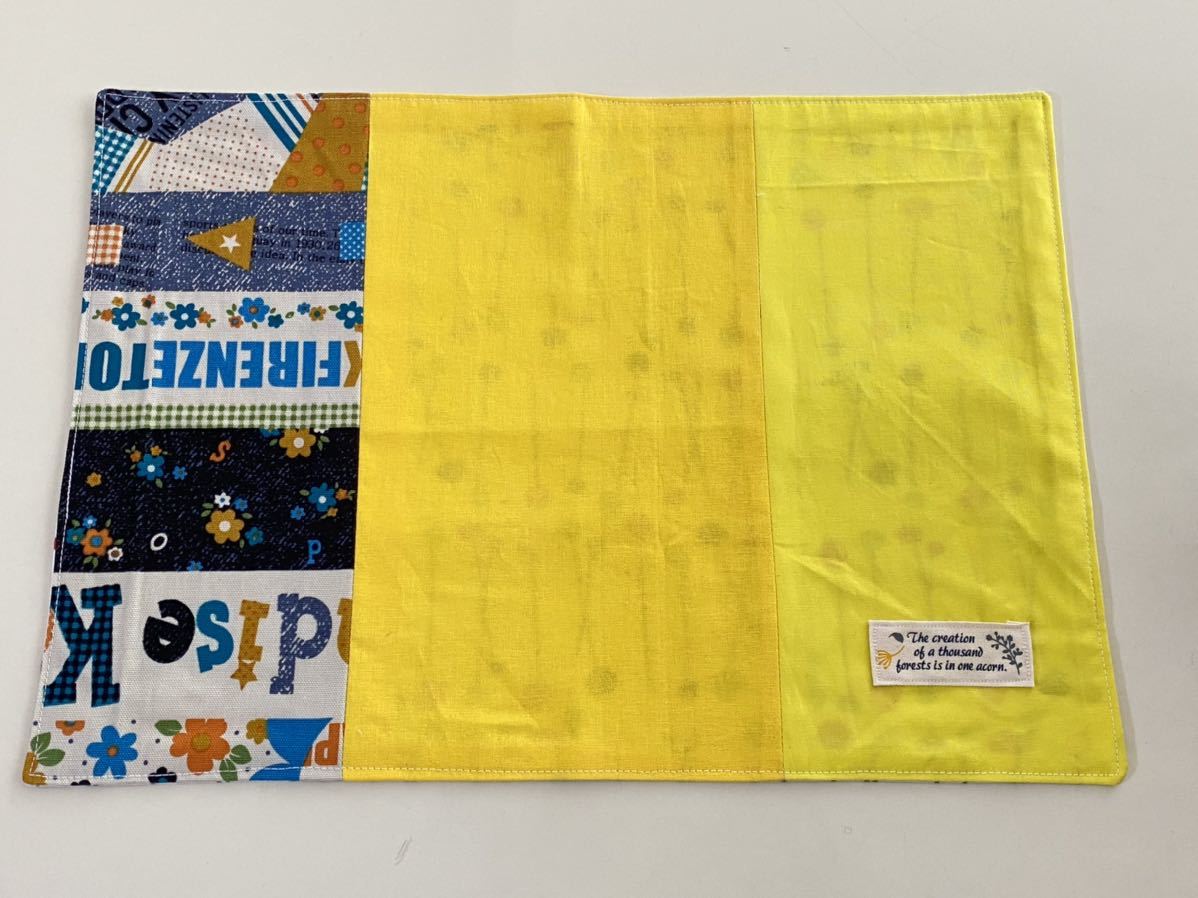 ハンドメイド★ランチョンマット ランチマット イエロー 黄 ドット 25×35cm 両面使用可能 (985)値下げ拍卖