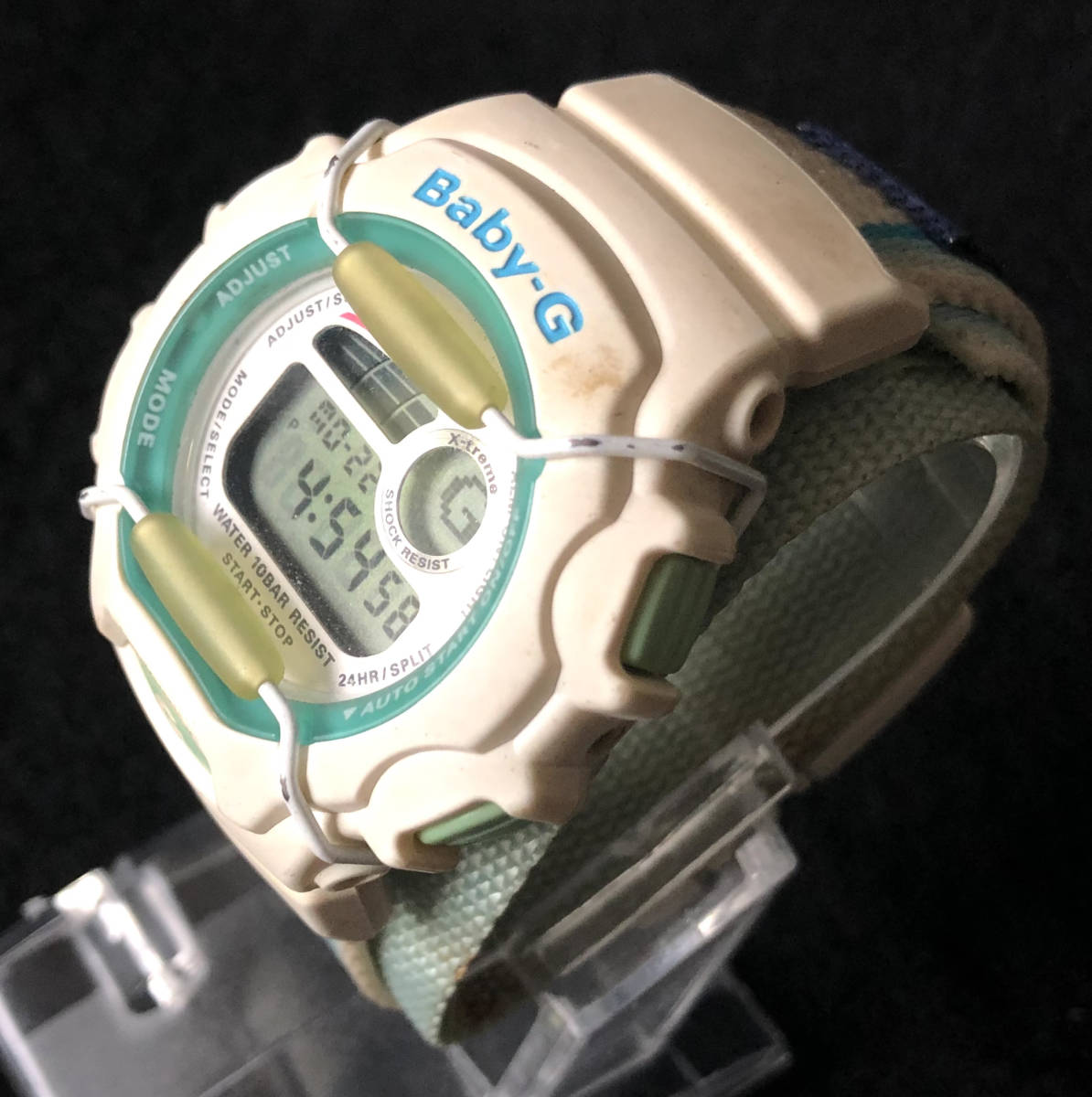 Baby-G ベビージー X-treme BGX-130 ホワイト×グリーン 電池交換済 時刻調整済み バックライト点灯確認済 動作品 中古 良品拍卖