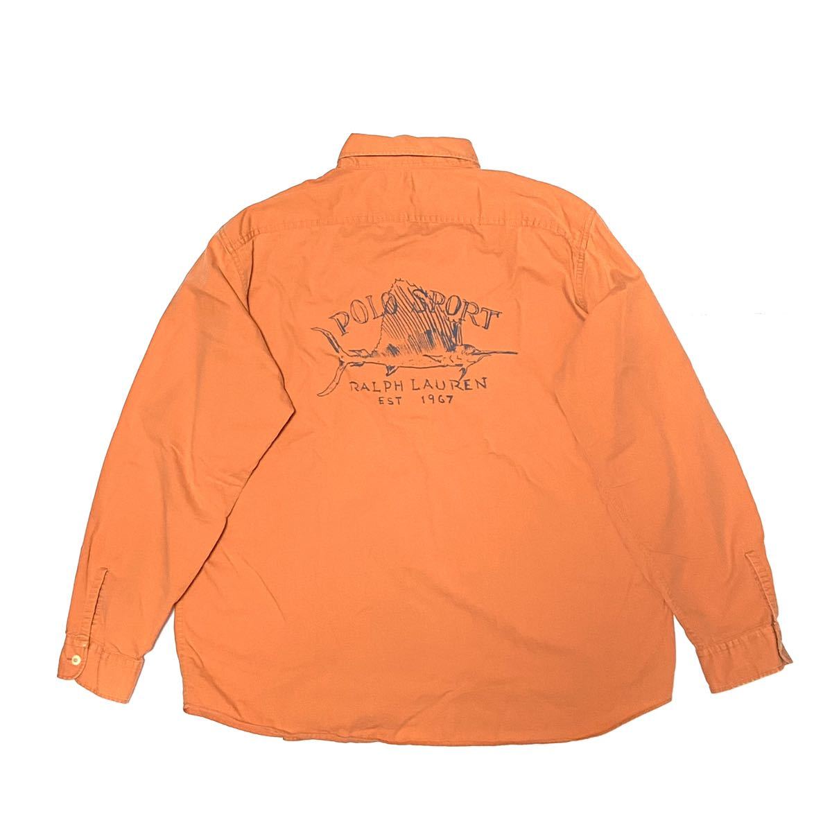 POLO SPORT ポロスポーツ カジキ バックプリント 長袖シャツ 魚 釣り フィッシング オレンジ Lサイズ拍卖