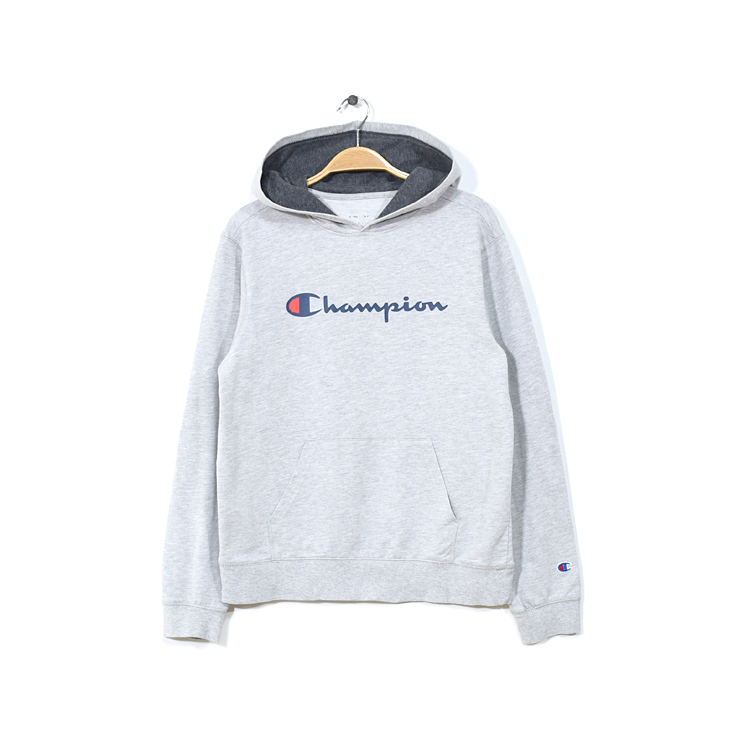 【送料無料】 チャンピオン ロゴプリント 薄手 スウェットパーカ グレー トレーナー メンズS相当 Champion アメカジ 古着 CG0217拍卖