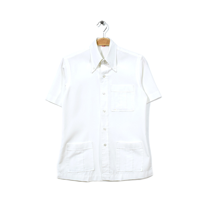 【送料無料】 70S ヴィンテージ EXCLUSIVELY HIS コットン 半袖シャツ BDシャツ メディカルシャツ サファリシャツ メンズXS相当 CB1128拍卖