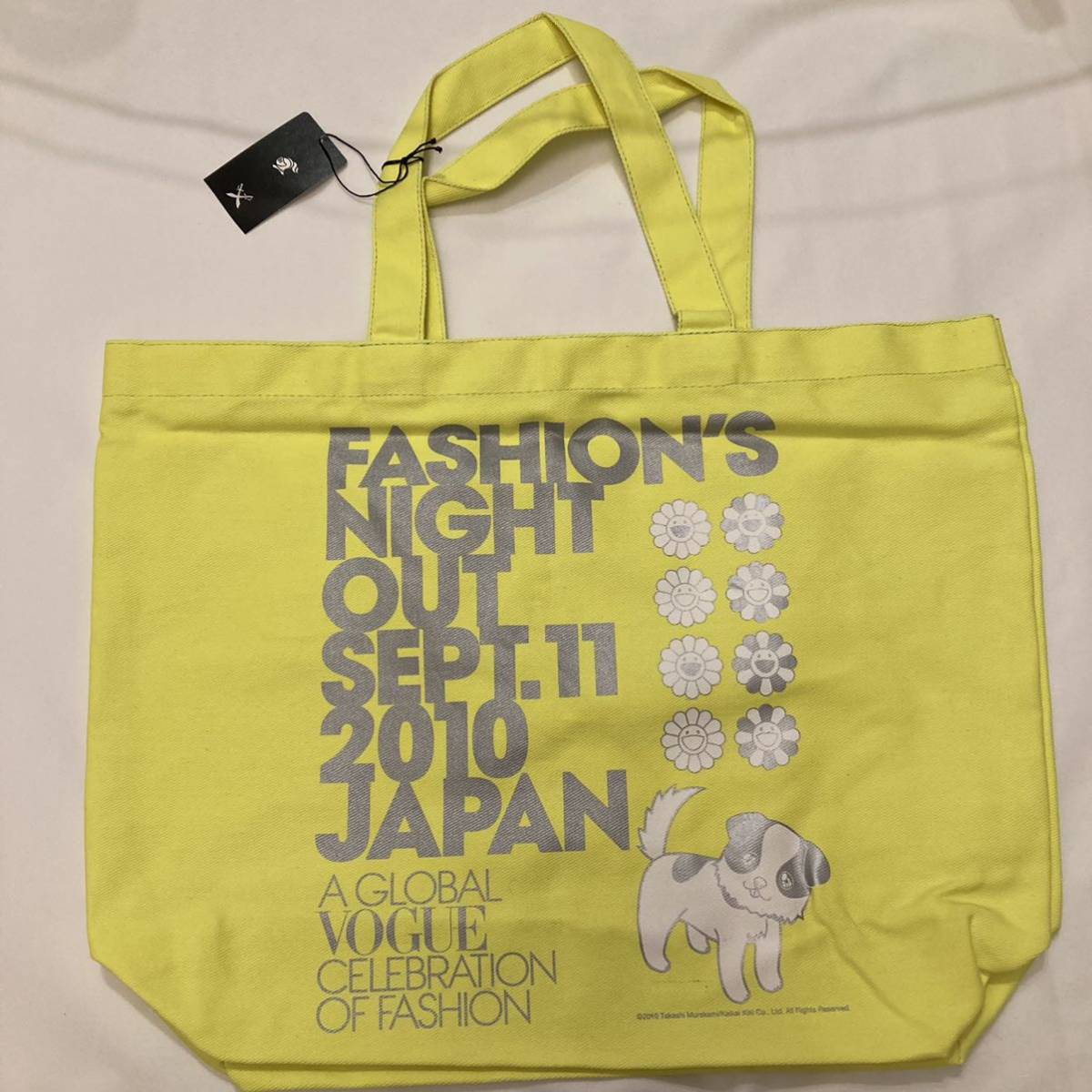 即決!送料込み!カイカイキキ FNO限定 トートバッグ ネオンイエロー 2011 VOGUE 村上隆拍卖