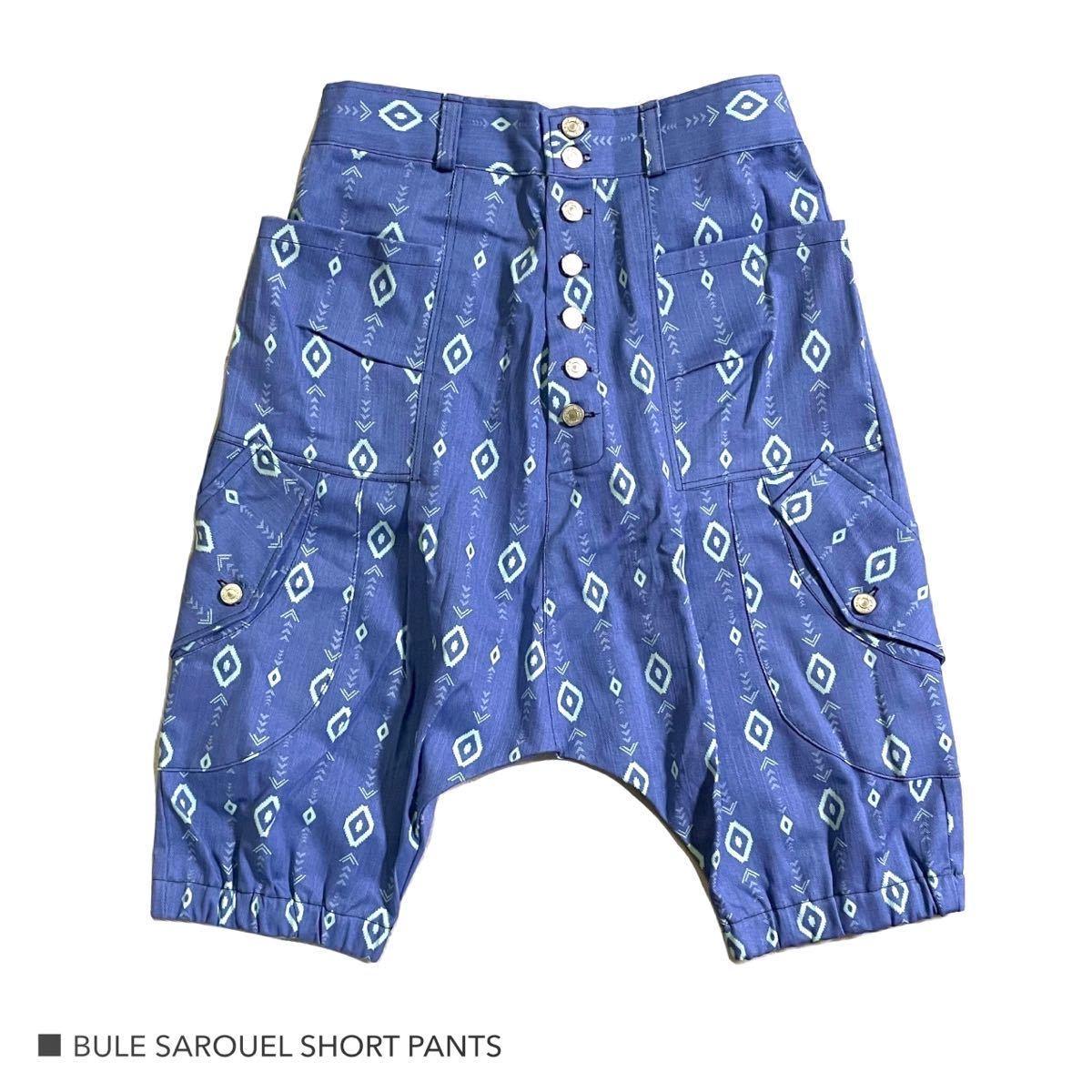 新品未使用 幾何学模様 ショートパンツ ハーフパンツ サルエルパンツ ワイドパンツ ガウチョパンツ フリーサイズ拍卖