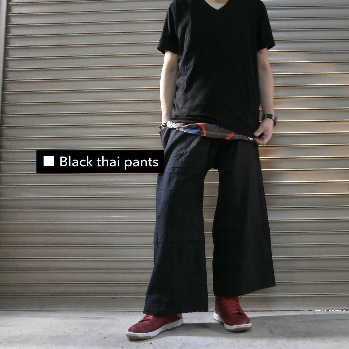 新品 ブラック タイパンツ ロングパンツ ワイドパンツ ガウチョパンツ カジュアル モード フリーサイズ拍卖