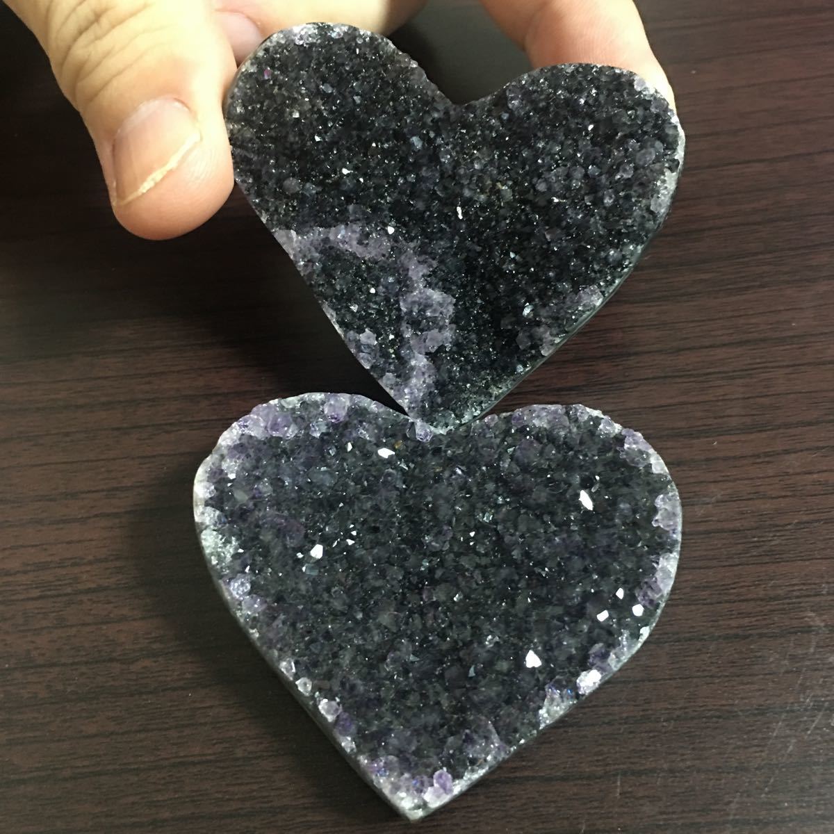 新品 高品質 アメジストドームハートミニクラスター 2個セット 送料無料 本物保証拍卖