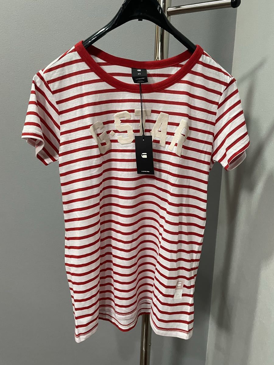 新品未使用極美品ジースターロウgstar RAWトップス白赤ボーダーレディース拍卖