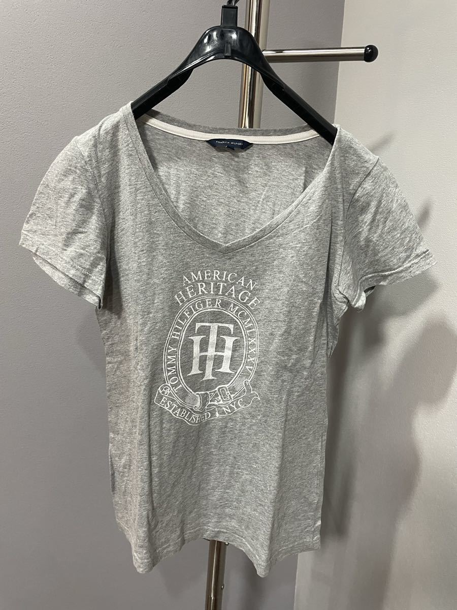 トミーヒルフィガーtommy半袖TシャツトップスMサイズグレーレディース拍卖