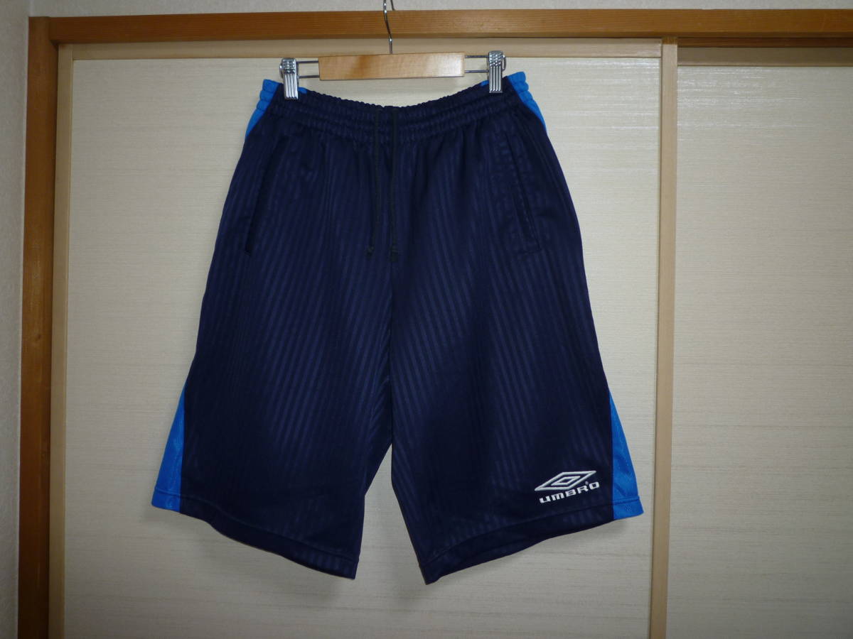 アンブロ シャドーストライプ ハーフジャージパンツ 紺×青 Oサイズ拍卖