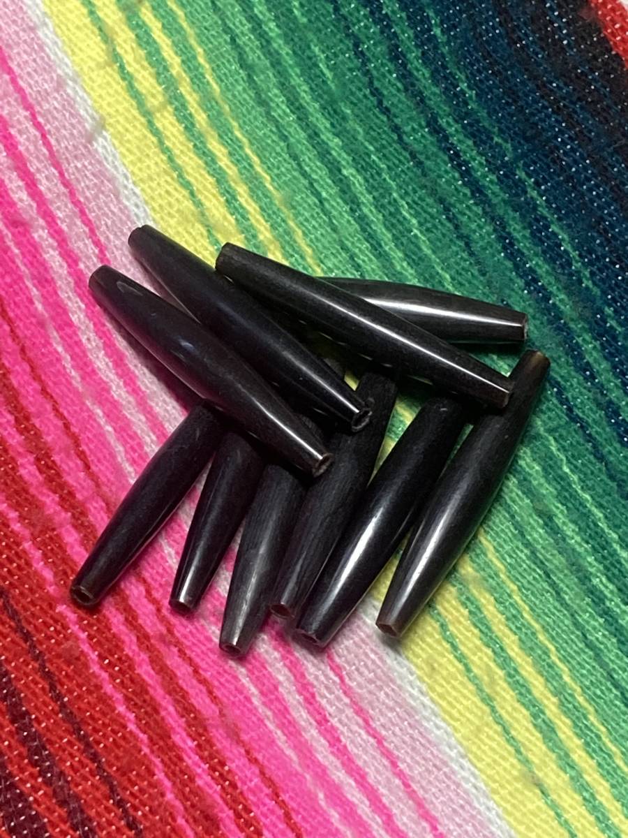 バッファローホーンビーズ黒 5cm 30個セット ネイティブアメリカン インディアンジュエリー レザークラフト スターリングシルバー拍卖