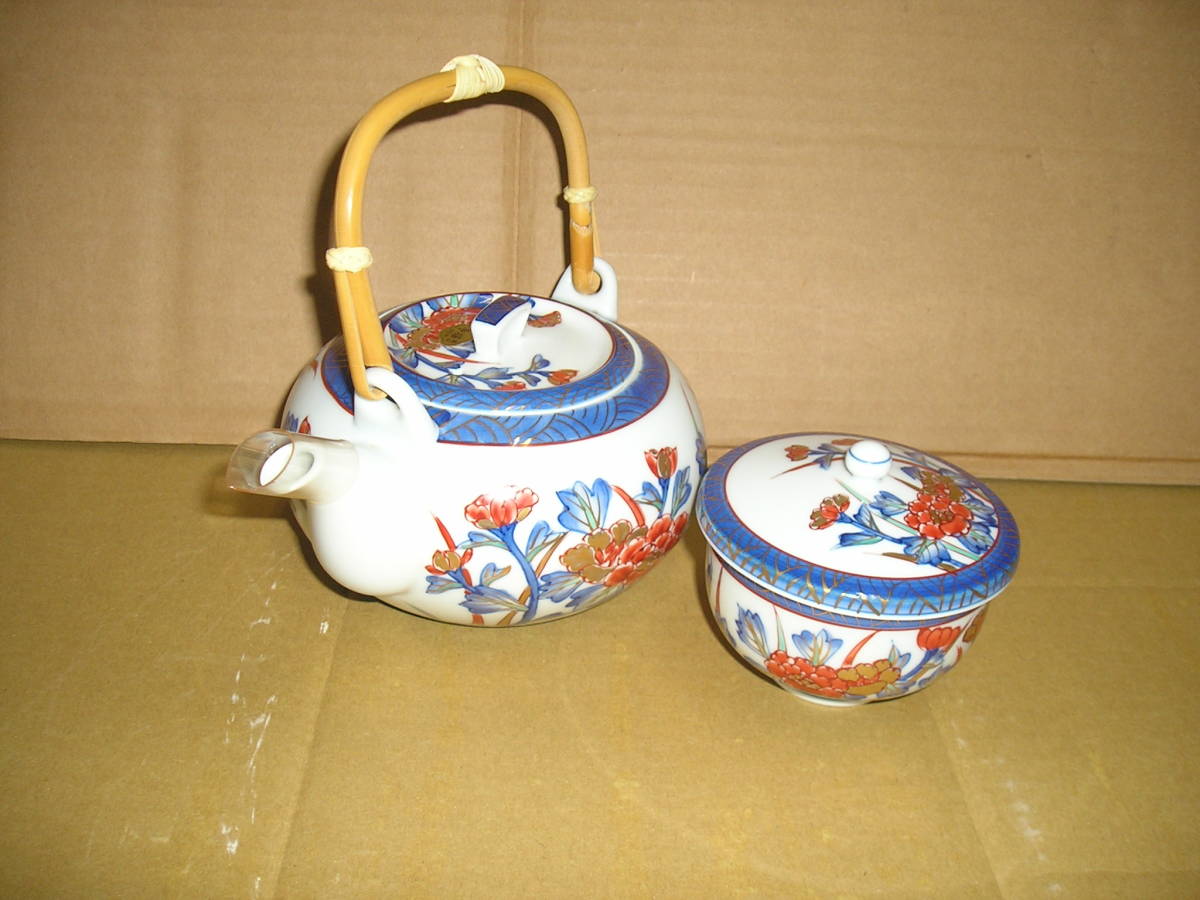 有田焼 手描き 5客セット ■急須 湯呑セット ■ 崋山 【保管 104】 拍卖