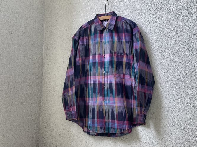 デッドストック!!90sビンテージSEVENセブンインド綿ネイティブ柄長袖シャツMマルチカラーオールコットンアメカジアウトドアストリートnr456拍卖