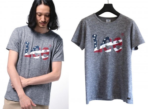 完売品 チャオパニック 別注 LEE 星条旗 ロゴプリント Tシャツ S 霜降りグレー CIAOPANIC TYPY リー コラボ ※レターパック発送拍卖