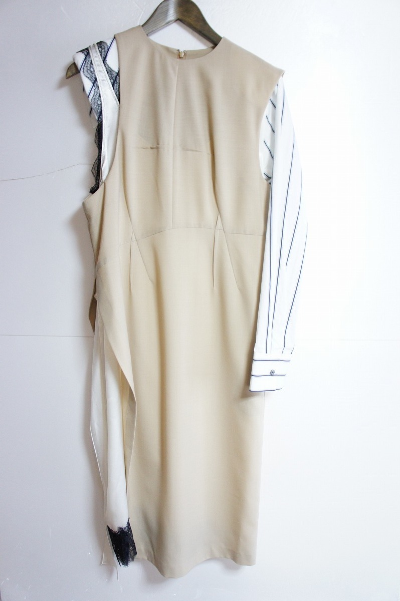 19SS IRENEアイレネ アシンメトリー シャツ ドッキング ドレス ワンピース 21S85008 MIWAモデル ベージュ 531M★13拍卖
