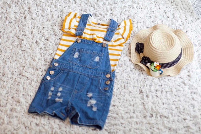 クラッシュデニム吊りズボン♪ キッズ服/子ども服 パンツ★ダメージジーンズ 90cm拍卖