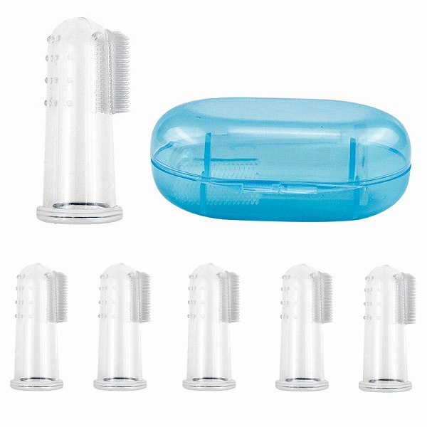 「b2u-a2」 ペット はぶらし 6個セット 専用ケース付き 犬 猫 ソフト 歯ブラシ 指サック シリコン 歯茎 マッサージ拍卖