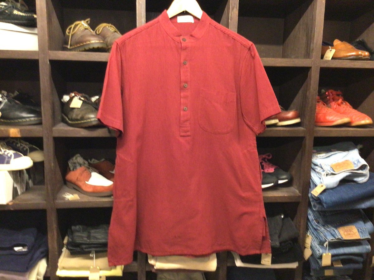 FABINDIA NO COLLAR PULLOVER SHIRT SIZE 38 ノーカラー プルオーバー シャツ 半袖拍卖