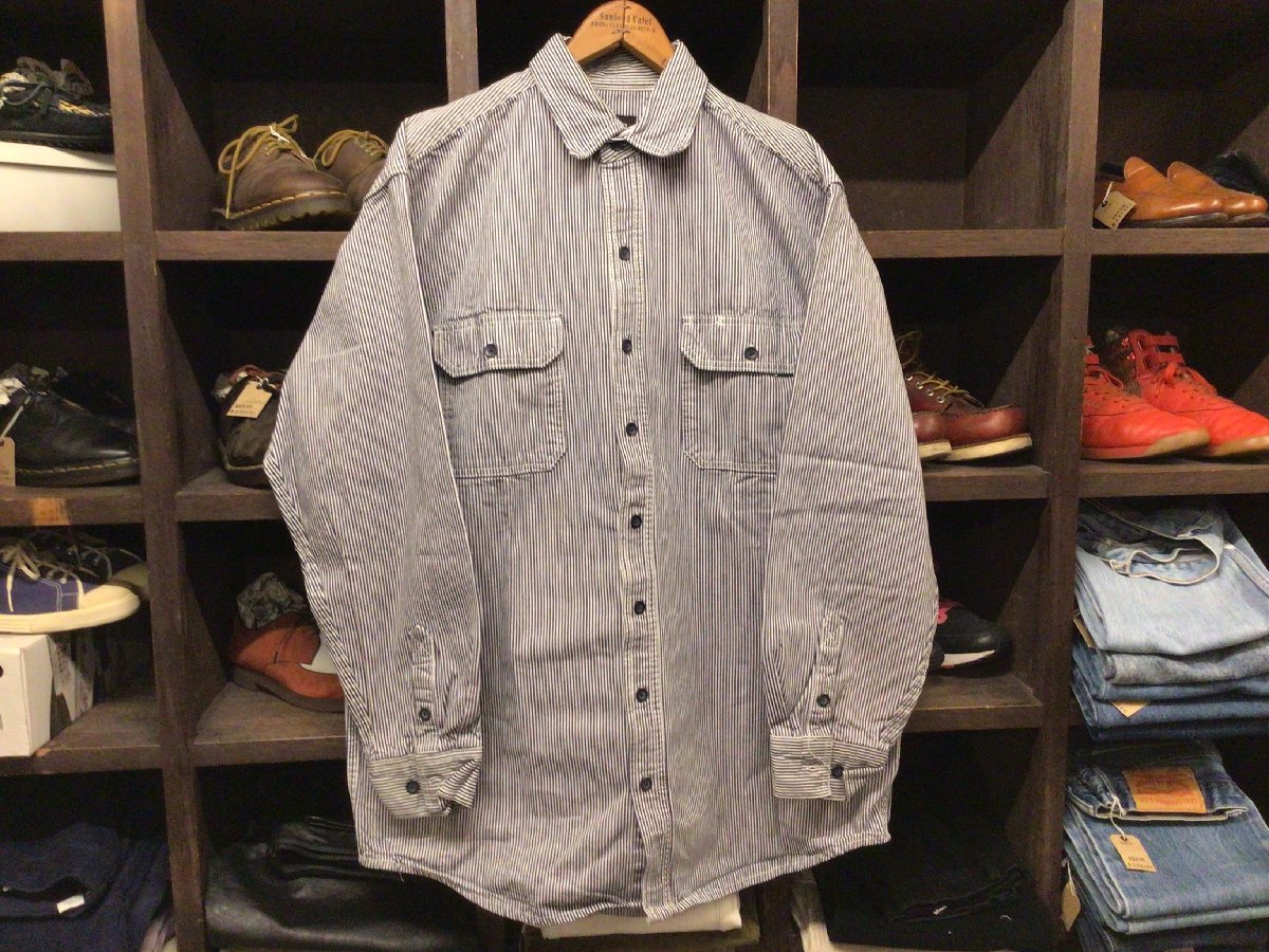 KEY HICKORY STRIPE WORK SHIRT SIZE L キー ヒッコリー ストライプ ワーク シャツ 長袖拍卖