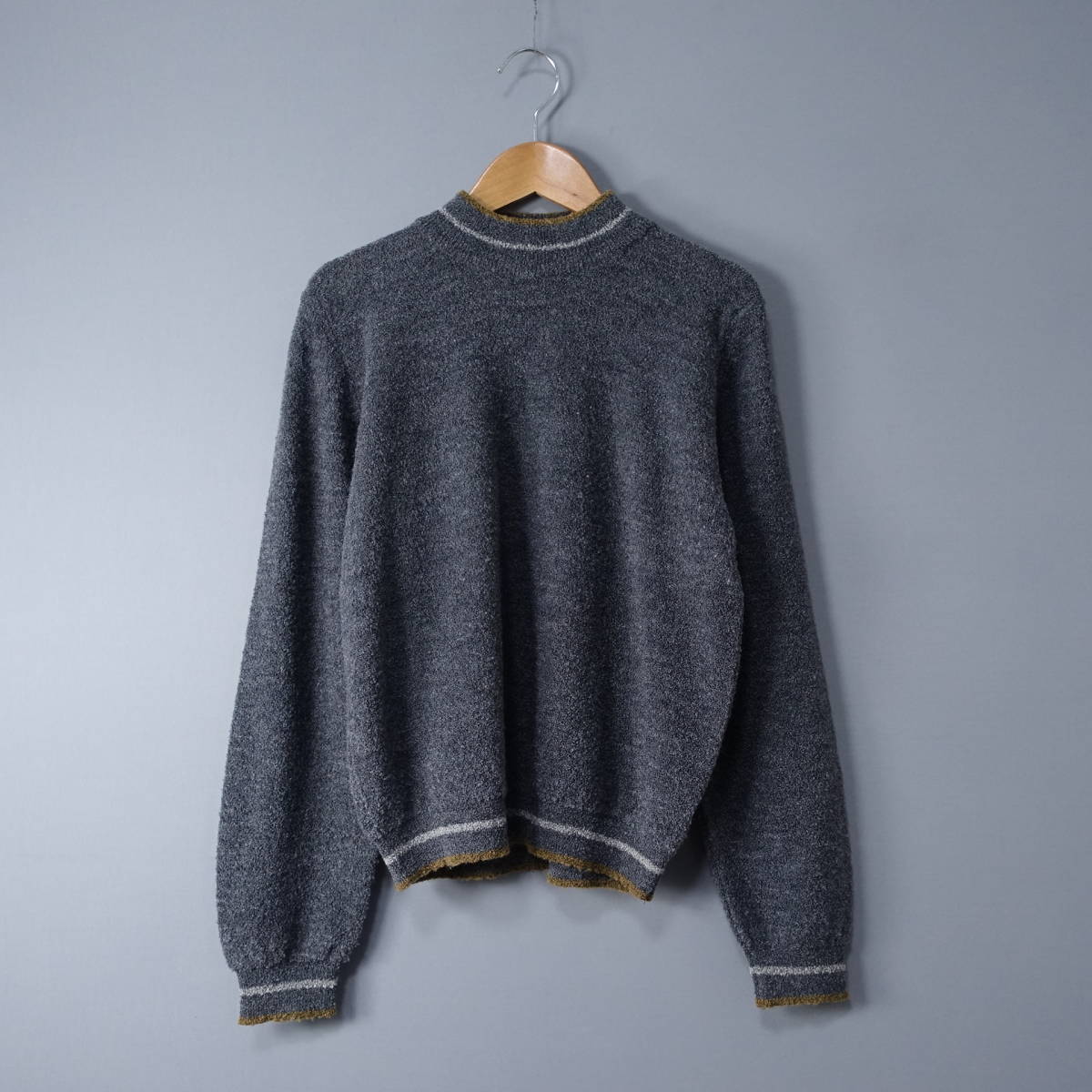 JAEGER/イエガー/34in/86cm/MADE IN GREAT BRITAIN/ストレッチ/ウールセーター/グレー/レディース拍卖