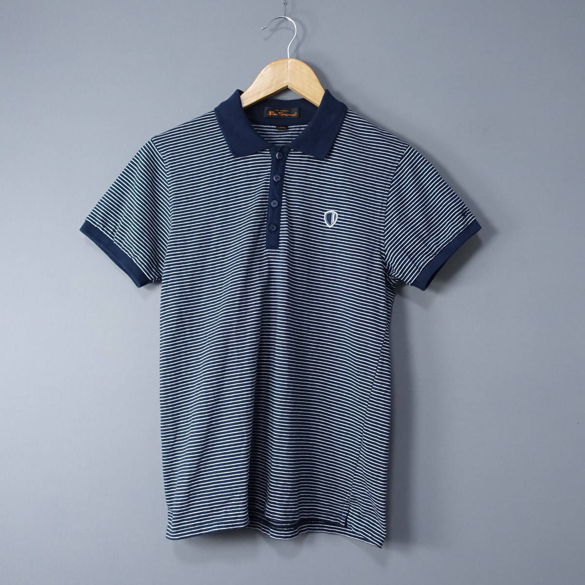 Ben Sherman/ベンシャーマン/XS/ポロシャツ/ネイビー×ホワイト/紺×白/カットソー/ストライプ/メンズ/トップス/ストライプ拍卖
