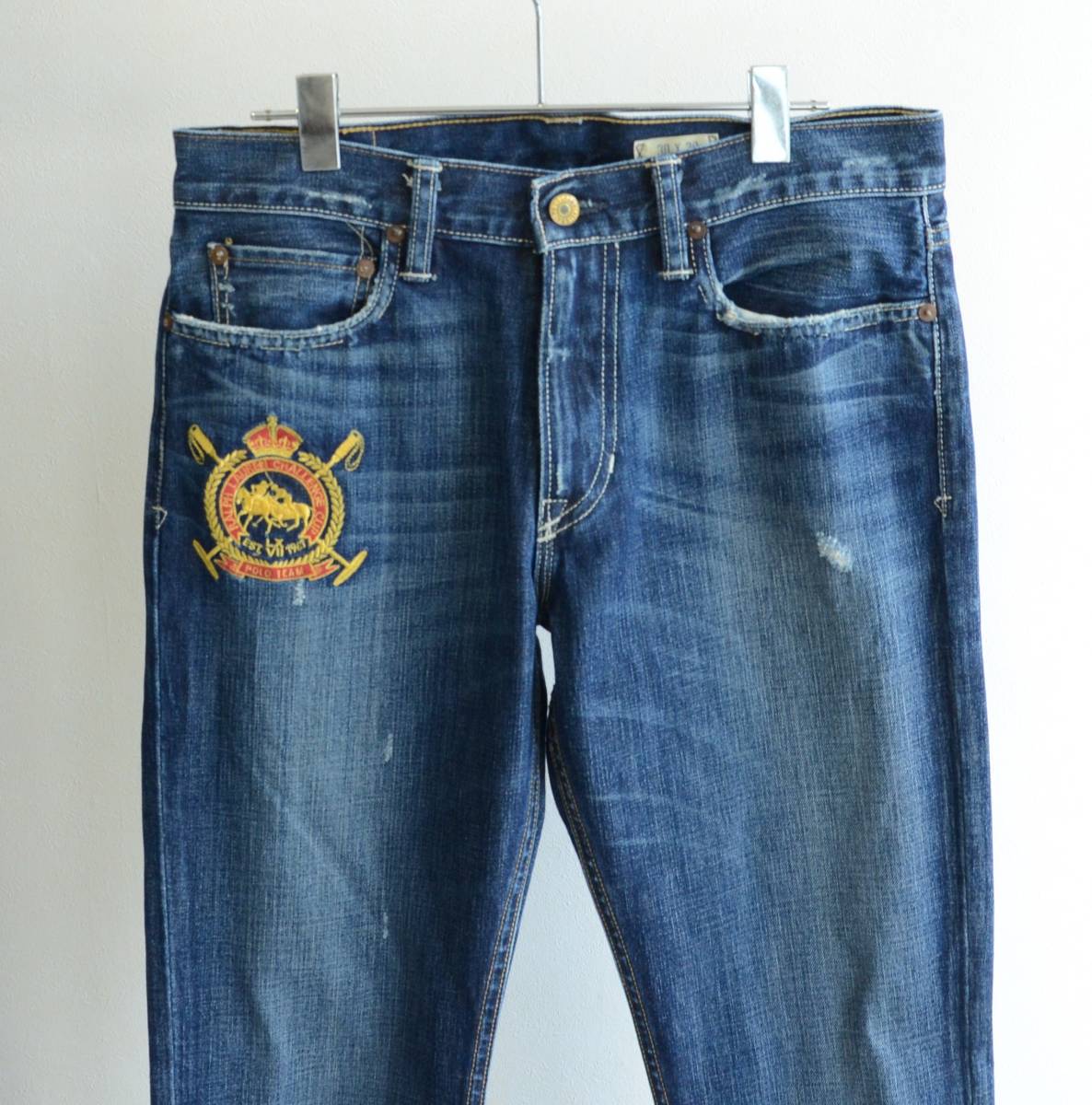 美used ラルフローレン エンブレム ビンテージ加工 デニムパンツ size 30×30拍卖