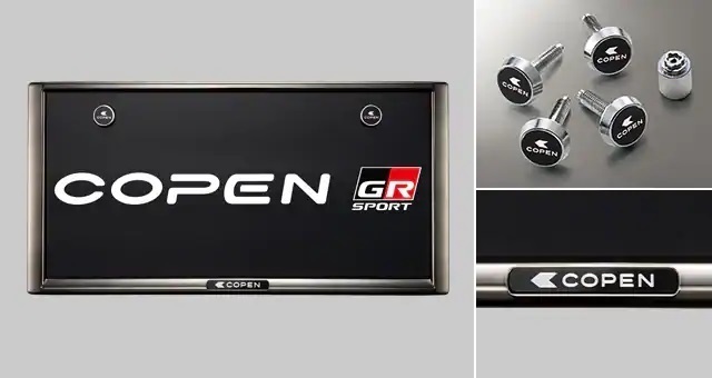 トヨタ純正 LA400K コペン GRスポーツ用 ブラックメッキ調 ナンバーフレーム2枚& ロックボルト4本 セット 2019.10~ 流用可能 ダイハツ拍卖