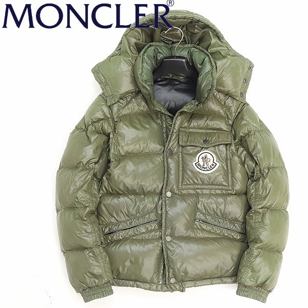 国内正規品●MONCLER モンクレール K2 デカロゴ ワッペン付 フーデッド ダウン ジャケット カーキ 0拍卖