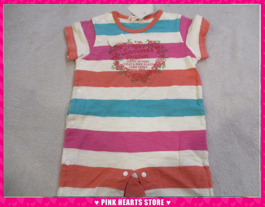 新品キッズ◇訳ありWILL MERRY(ウィルメリー)ボーダー半袖ロンパス 80cm 06-3104拍卖