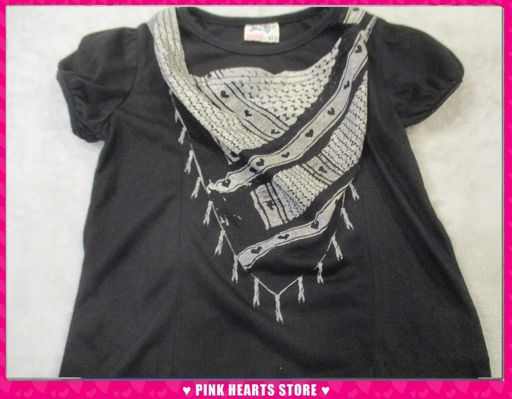 新品キッズ◇Donkey Jossy(ドンキージョシー)ストール柄立体半袖Tシャツ ブラック 110cm 06-2765拍卖