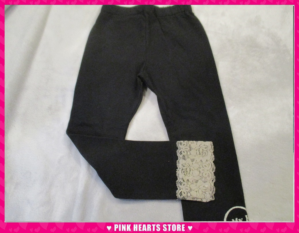 新品キッズ◇ALGY(アルジー)ハートプリント付き裾レースレギンス 100cm 49-7854拍卖