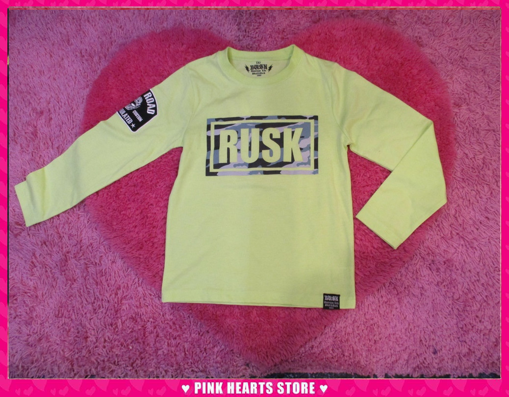 新品キッズ◇RUSK 腕ワッペン付きロゴT LM 130cm 07-54拍卖