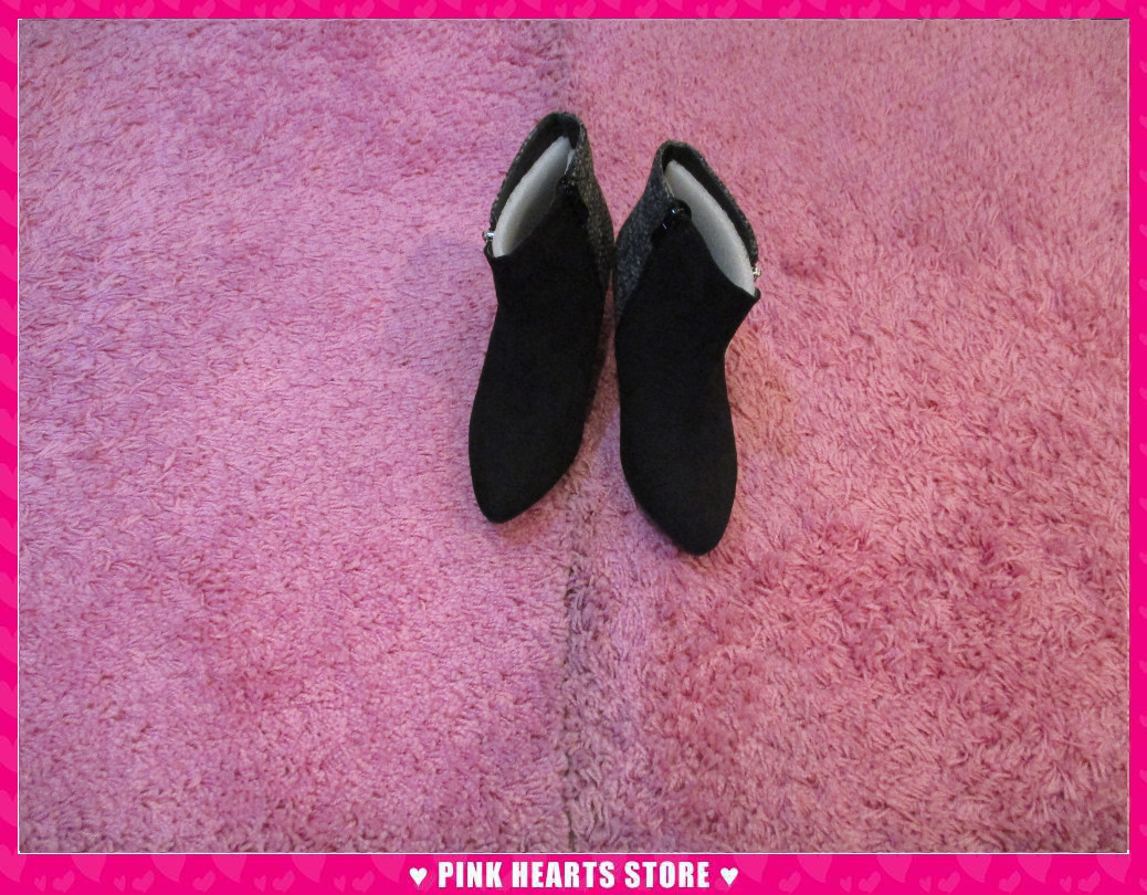 新品レディース靴◇値下げ!!ツィード配色 ファスナー使い ショートブーツ Lサイズ 68-303拍卖