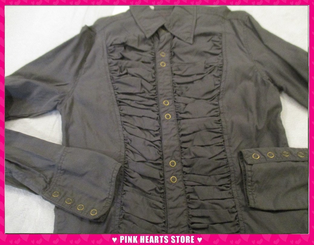 新品レディース◇JuddyCorn(ジュディコーン) フリル風ブラウス チャコールグレー 43-1044拍卖