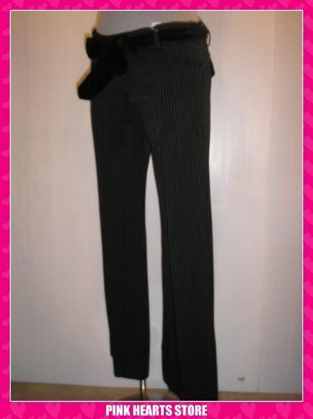 新品レディース◇値下げ!!リボン付ピンストライプパンツ 黒 M 44-2986拍卖