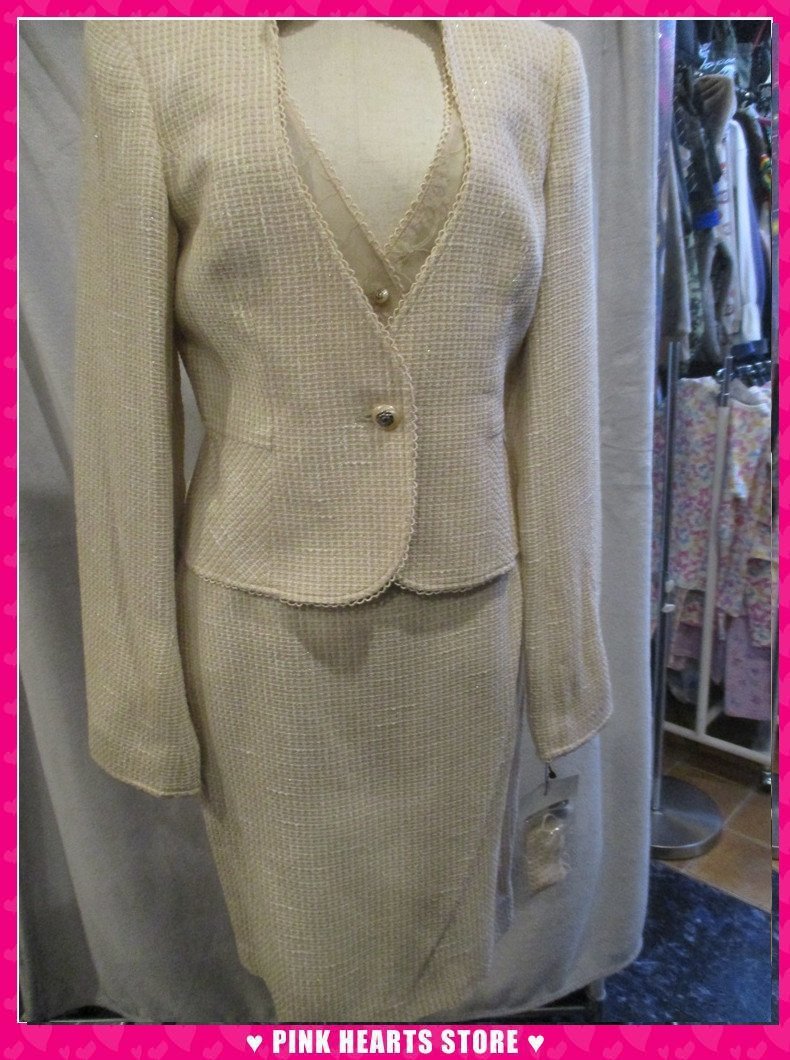 新品レディース◇Andy ツィード風スーツ ベージュ 11号 18-491拍卖
