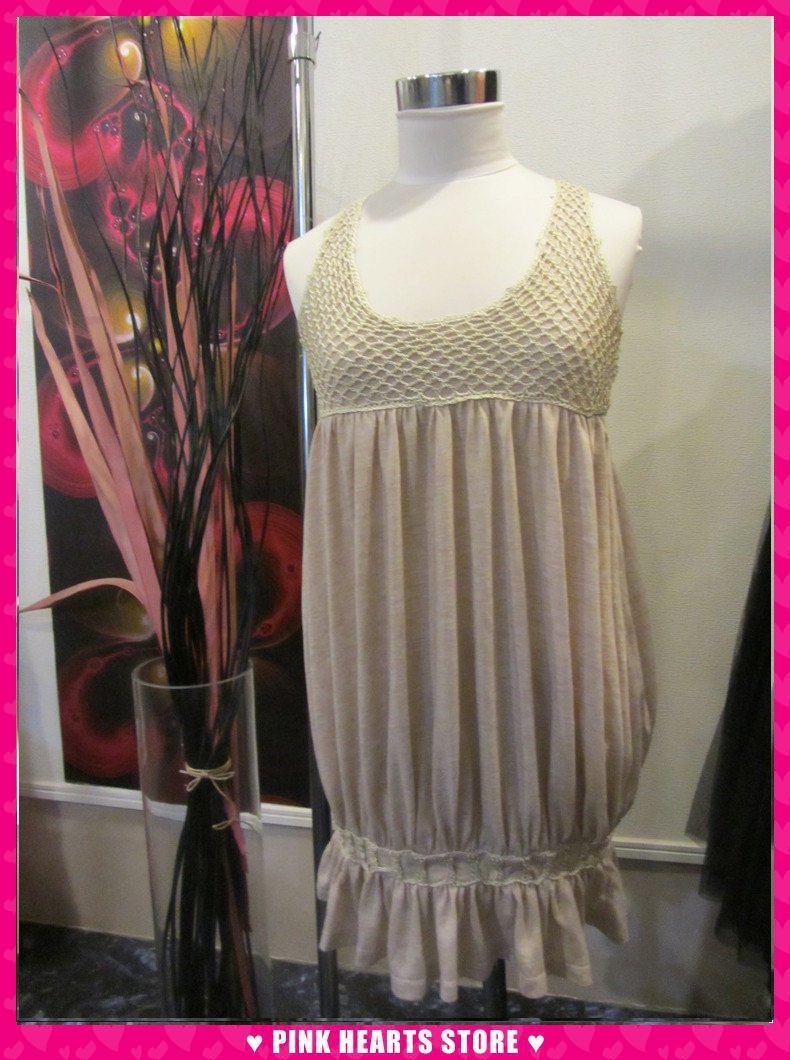 新品レディース◇ANGLE かぎ針モチーフ付きノースリーブチュニック ベージュ 15-21482拍卖