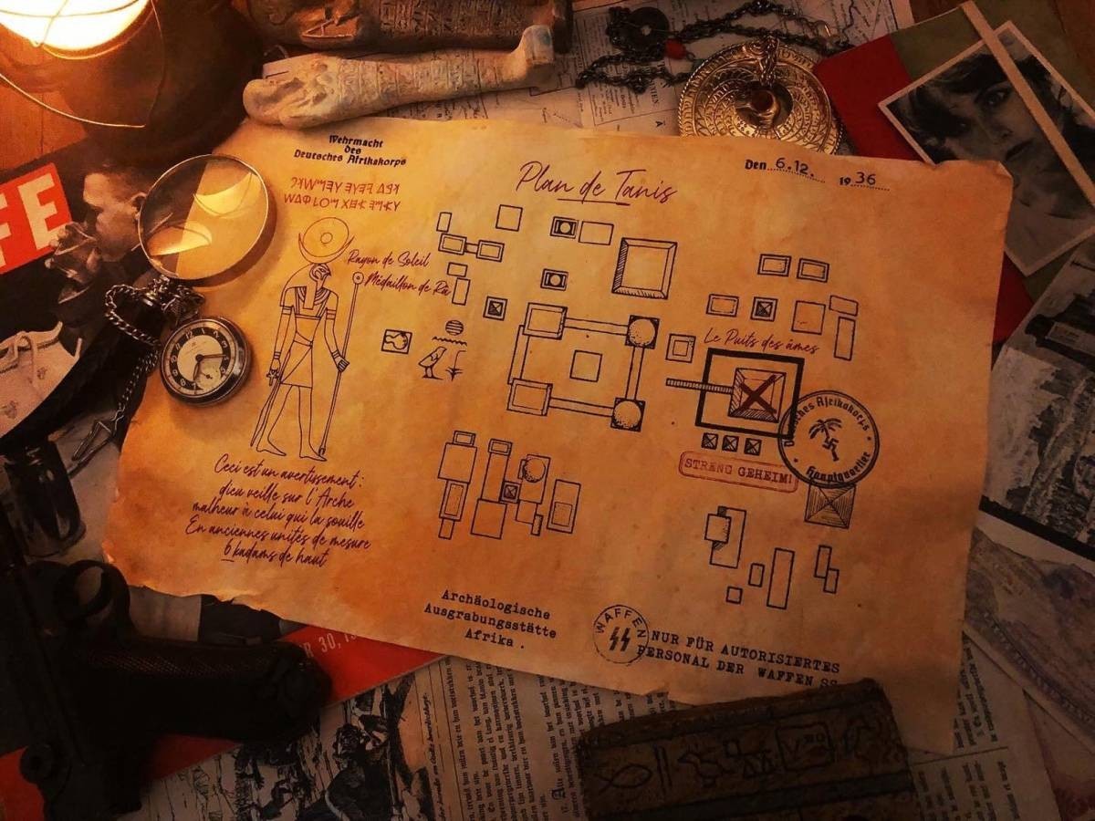 ij 海外 限定品 送料込み インディ・ジョーンズ 小道具 Raiders of the Lost Ark Belloq Map マップ レプリカ拍卖