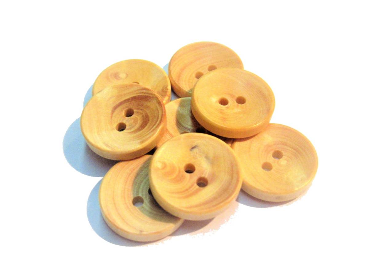 手芸 和洋裁用釦 ボタン 天然木 WOOD 天然ツゲの木 丸型二つ穴ボタン(15mm8個入り)bxw104拍卖