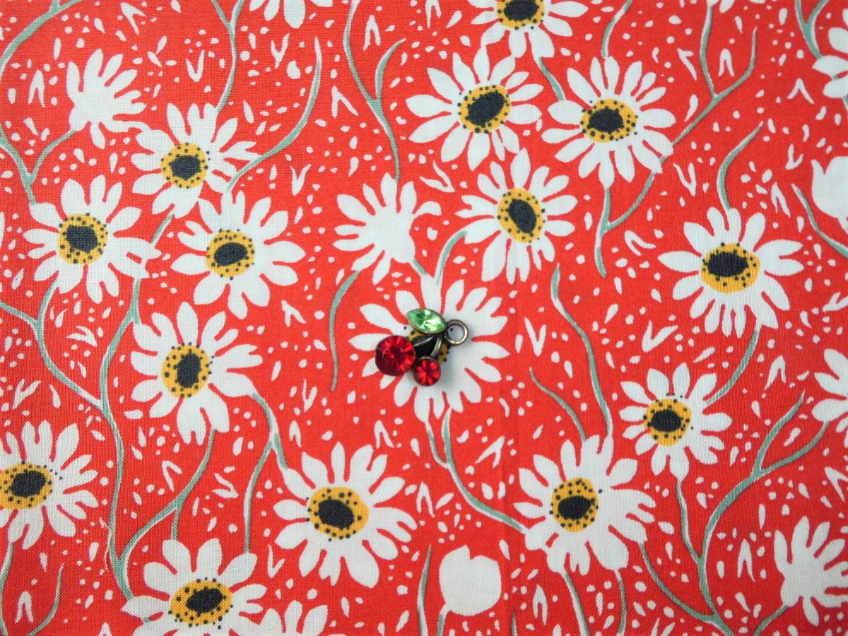 即決★レア フラワー柄生地レッド☆レトロ30’susayuwa花moda拍卖