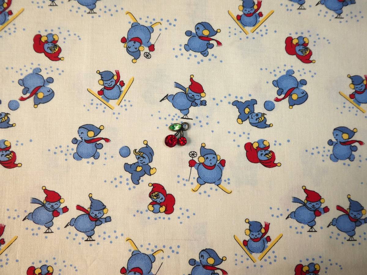 即決★レアusa30’s子ども柄生地ブルー★レトロ復刻マーカスブラザーズ拍卖