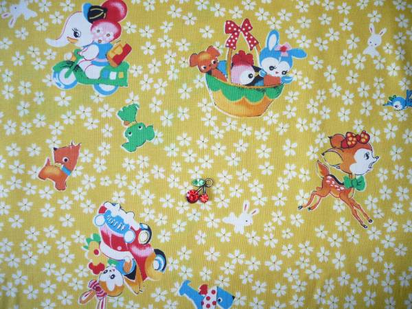 即決★レアバンビと桜イエロー山吹★昭和レトロ宇山アニマル花フラワー拍卖