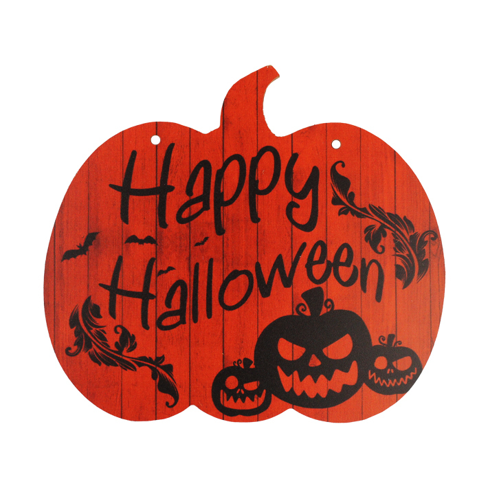 ハロウィン かぼちゃ型 サイン プレート (B) Halloween Wooden SignPlate 木製 飾り 玄関 装飾 インテリア 壁掛け イベント【メール便OK】拍卖