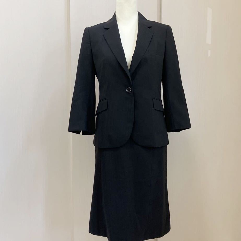 LES MUES リクルート スカートスーツ 就活 セットアップスーツ ブラック ストライプリクルートスーツ サイズL 春夏拍卖