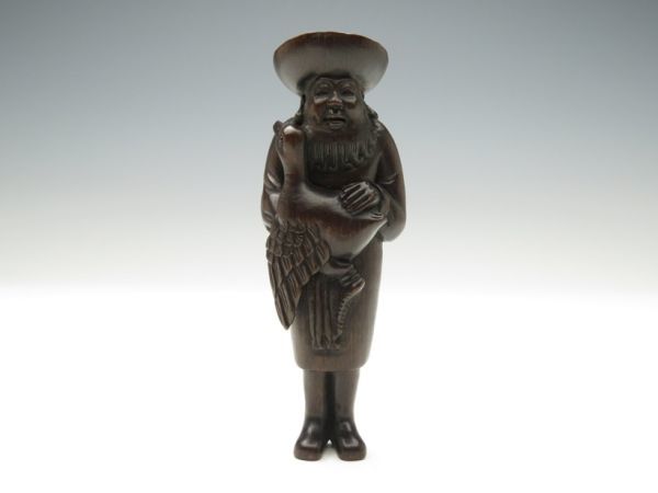 【3390】コレクション/木製 人物 根付/検=印籠/お締め46g(初品・買取品・堤物)拍卖
