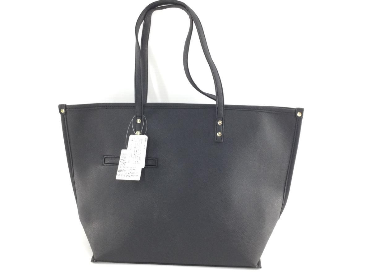 トートバッグ スマホポケット 縦30.5x横31xマチ14.5cm ブラック拍卖