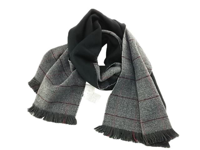 ストール リバーシブル 無地 56x196cm モクグレー&ブラック拍卖